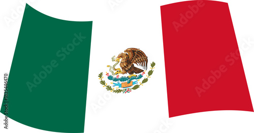 Waving Mexican Flag with Central Emblem