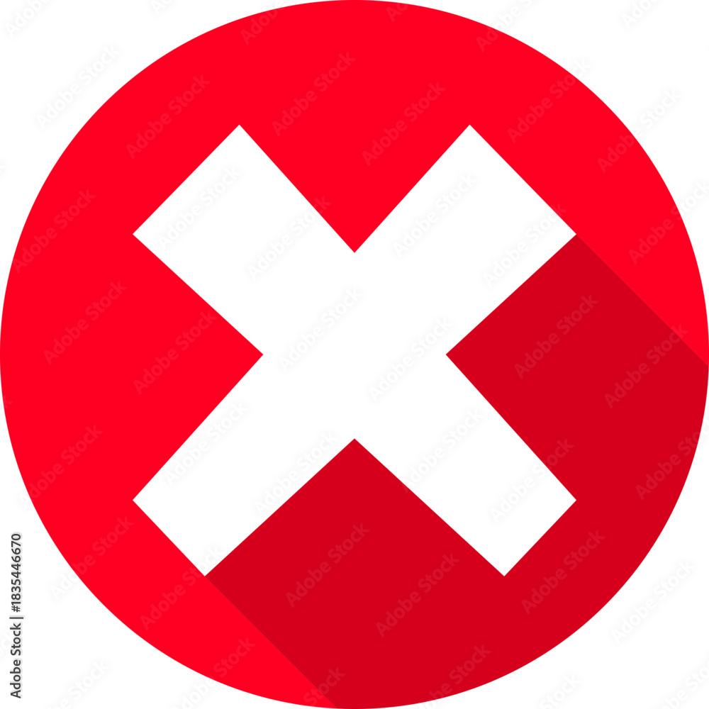 Obraz premium White X Mark in Red Circle Icon