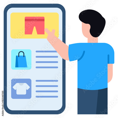 Man confidently shops for apparel online using mobile device for easy e-commerce experience