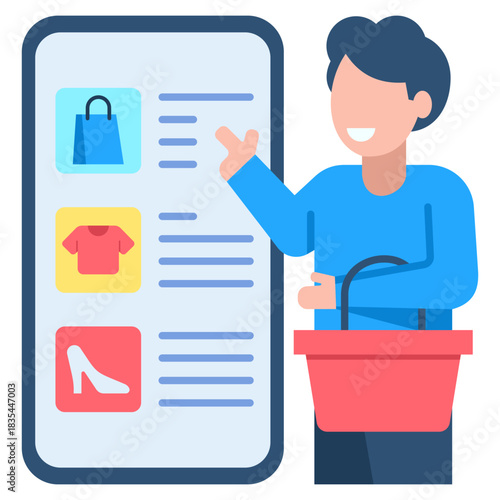 Happy shopper uses smartphone app to complete seamless mobile online retail purchase