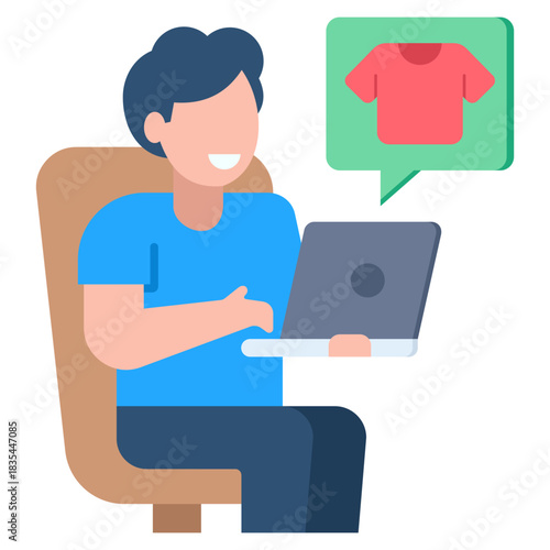 Happy customer easily buying stylish clothing online using a laptop computer