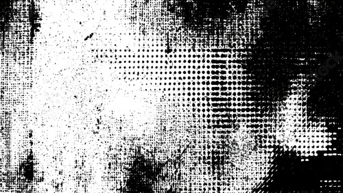Abstract grunge texture with halftones and distressed paper effect, black and white Vector, illustration