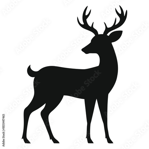 Elegant standing deer silhouette clean smooth vector graphic for wildlife and nature designs