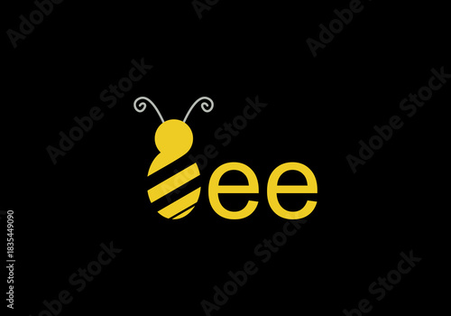 yellow honey bee illustration logo vector