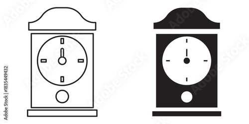 Vintage Mantle Clock Illustrations Minimalist Design Set for Decor and Timekeeping