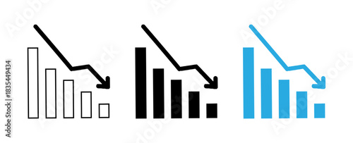 Downward trend bar chart icons indicating loss and financial decline