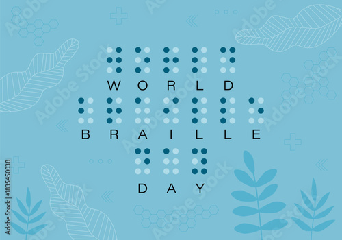 Braille reading. World Braille Day Vector Design