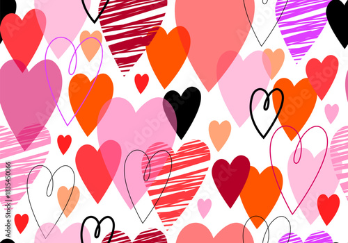 Seamless pattern with hearts. Romantic background for textile, wallpaper, fabric, design