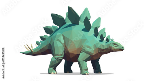 Geometric low poly stegosaurus on white background