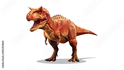 Abstract geometric dinosaur in low poly style on white background