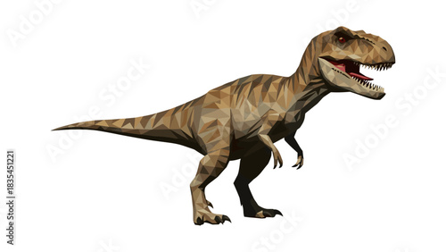 Low poly tyrannosaurus rex dinosaur on white background