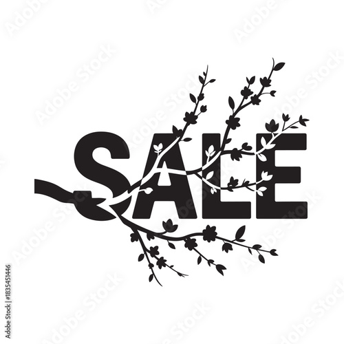 Spring blossom sale announcement with elegant branch design