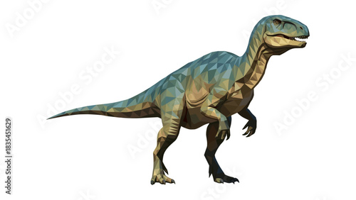 Geometric dinosaur design: low poly t-rex in modern style