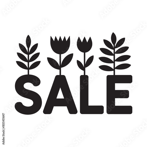 Sale announcement with stylized floral elements