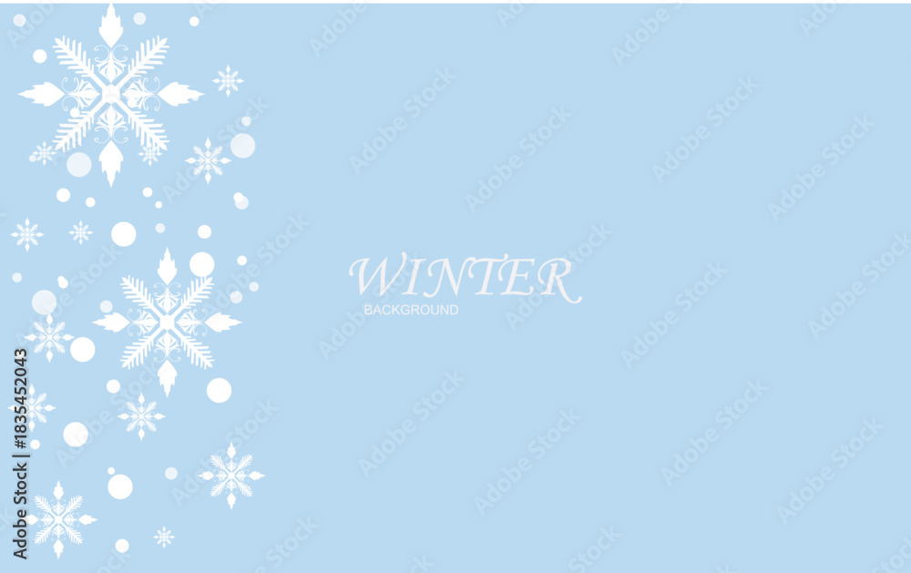 Fototapeta premium Snowflake background design for winter in flat style, snowflakes illustration Vector