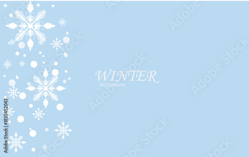 Snowflake background design for winter in flat style, snowflakes illustration Vector