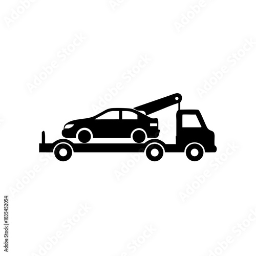 Tow Truck Transporting Broken Down Car Illustration