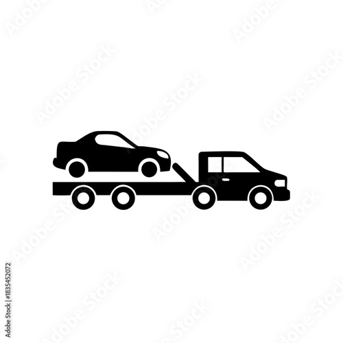 Tow Truck Transporting Car Silhouette Icon