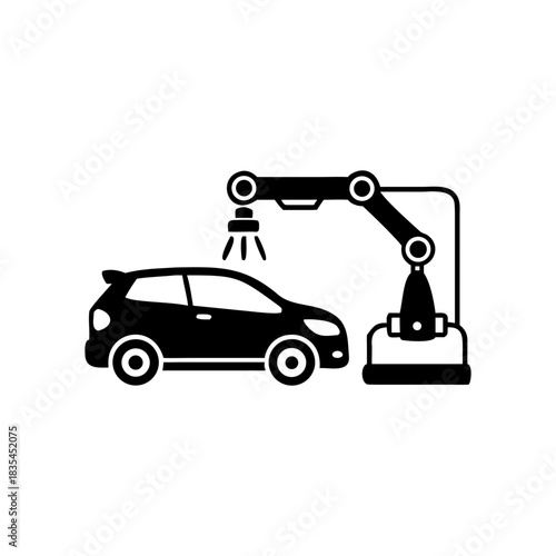 Automotive Manufacturing with Robotic Arm Automation Icon