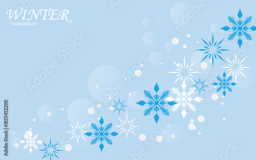 Snowflake background design for winter in flat style, snowflakes illustration Vector