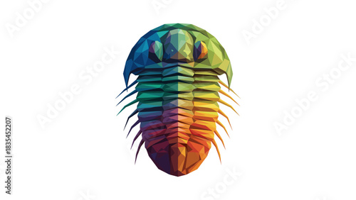 Colorful geometric trilobite design with polygonal art style