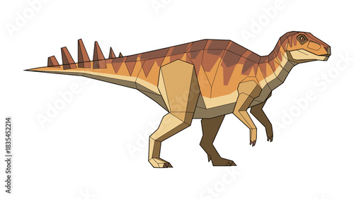 Geometric dinosaur design featuring low poly stegosaurus side view