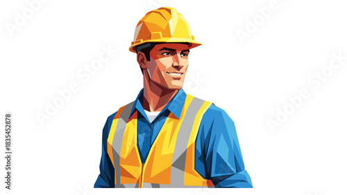 Colorful portrait of a construction worker in safety gear