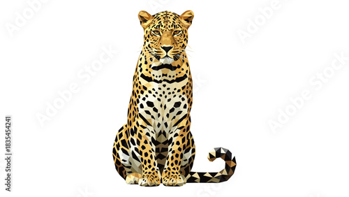 Geometric leopard art: intricate low poly design in bold colors