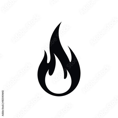 Fire Flame Black Silhouette Icon Vector