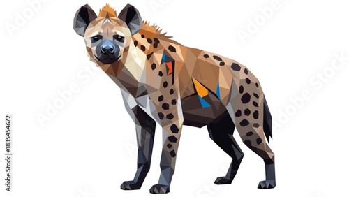 Geometric hyena in low poly art style with colorful abstract pattern