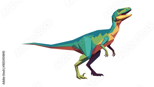 Colorful low poly dinosaur art with triangular geometric design