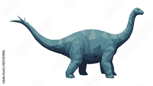 Geometric dinosaur art featuring low poly brontosaurus design