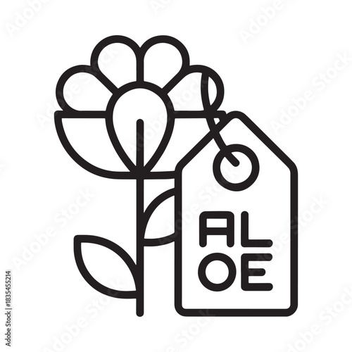 Stylized flower with aloe tag icon