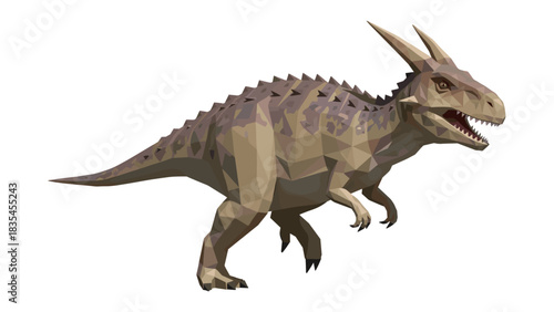 Low poly dinosaur art: 3d prehistoric creature with spiked horns