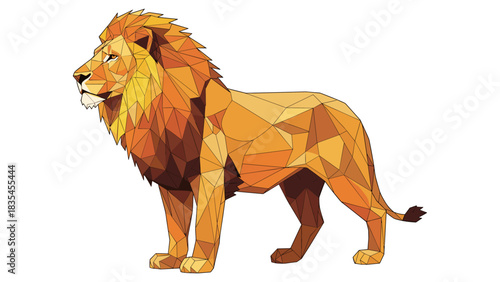 Geometric low poly lion art in vibrant colors
