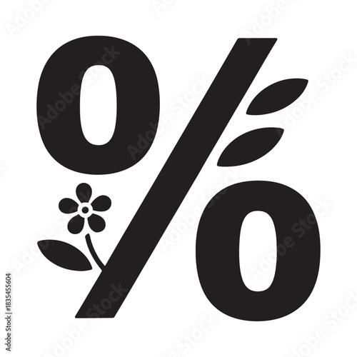 Percentage symbol with flower and leaves design