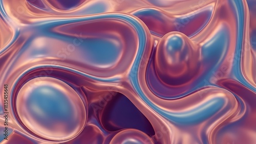 Iridescent Metallic Fluid Waves Abstract Background perfect for website banner, presentation background, social media graphic, product packaging, mobile