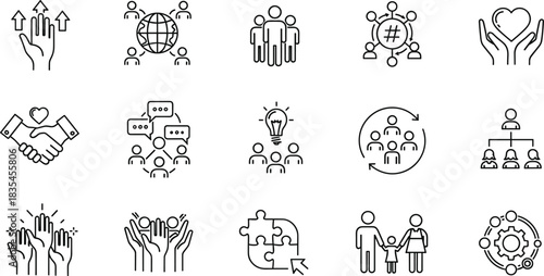 Community support, teamwork, global unity, family care, collaboration, brainstorming, communication, social connection, volunteer growth, inclusive partnership, shared ideas, empathy