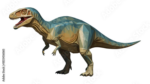 Polygonal dinosaur art: geometric t-rex design in low poly style