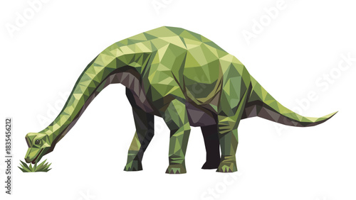 Geometric dinosaur grazing: low poly brachiosaurus design for modern graphics
