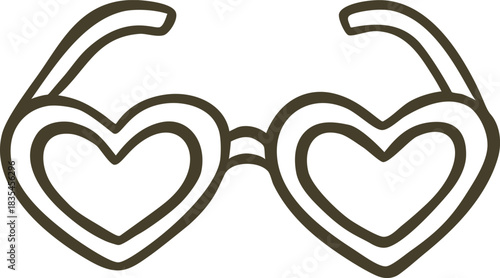 Sunglasses heart shape vector doodle, festive fashion summer or party eyewear accessory design, carnival decoration