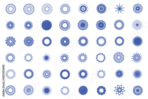 Vector mega Collection of blue circular shapes and designs abstract geometric patterns decorative elements and artistic motifs for creative projects
