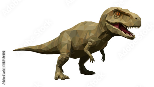 Geometric t-rex: low poly dinosaur art with modern triangular style
