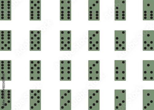 Vector Assorted domino tiles arranged  displaying various combinations of pips for game play and strategy