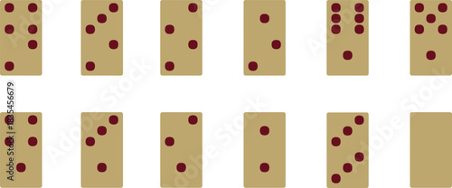 Vector Abstract rectangular shapes with varying number of brown spots arranged in two rows 