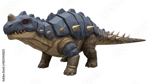 Low poly armored dinosaur with spikes in 3d style