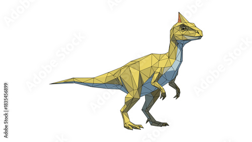 Geometric low poly dinosaur on white background