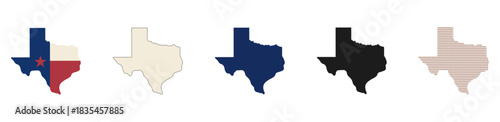 Texas map icon set isolated on white background, Texas state map icons collection for digital use, Texas map symbol set for labels and templates, texas, map, state, america, us, symbol, outline, 