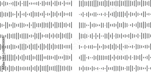 Abstract Audio Waveform Equalizer Background for Music and Sound Design,Set of voice message equalizer. Voice sound line with broken lines isolated on white background. Vortex, sonar wave, soundwave,