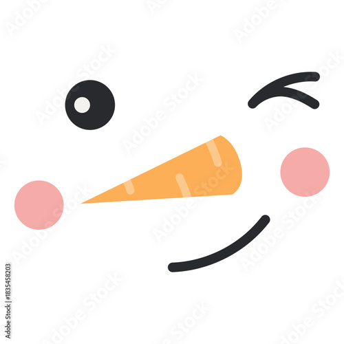 Christmas snowman winking semi flat